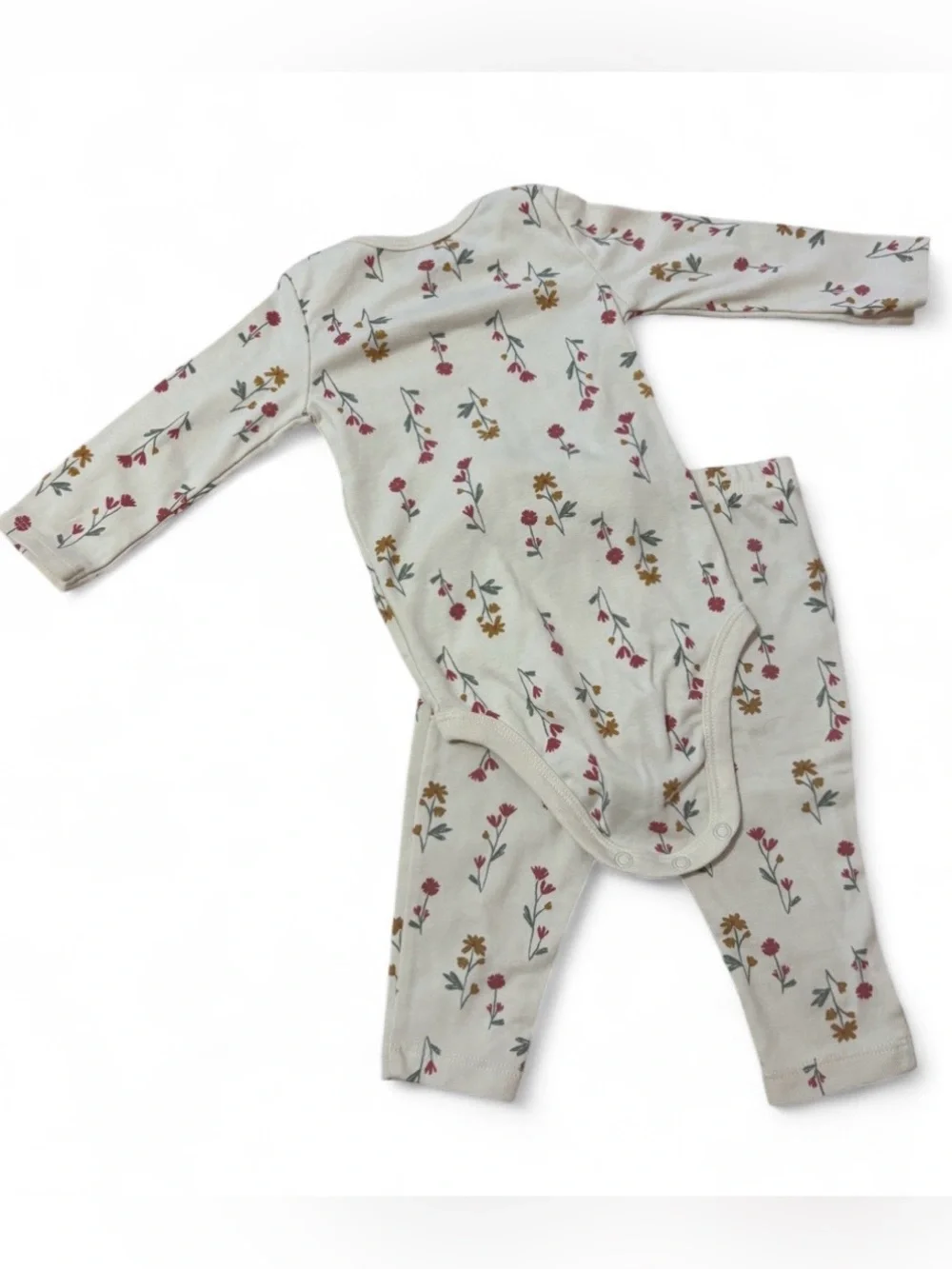 Carter's Cream Floral Long-Sleeve Bodysuit & Pants Set - Pink & Mustard Print